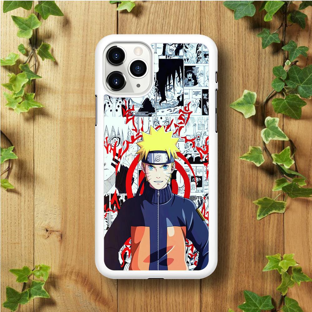 Naruto Comic Background iPhone 11 Pro Max Case-Rubber / White (2D Case)-Xtracase