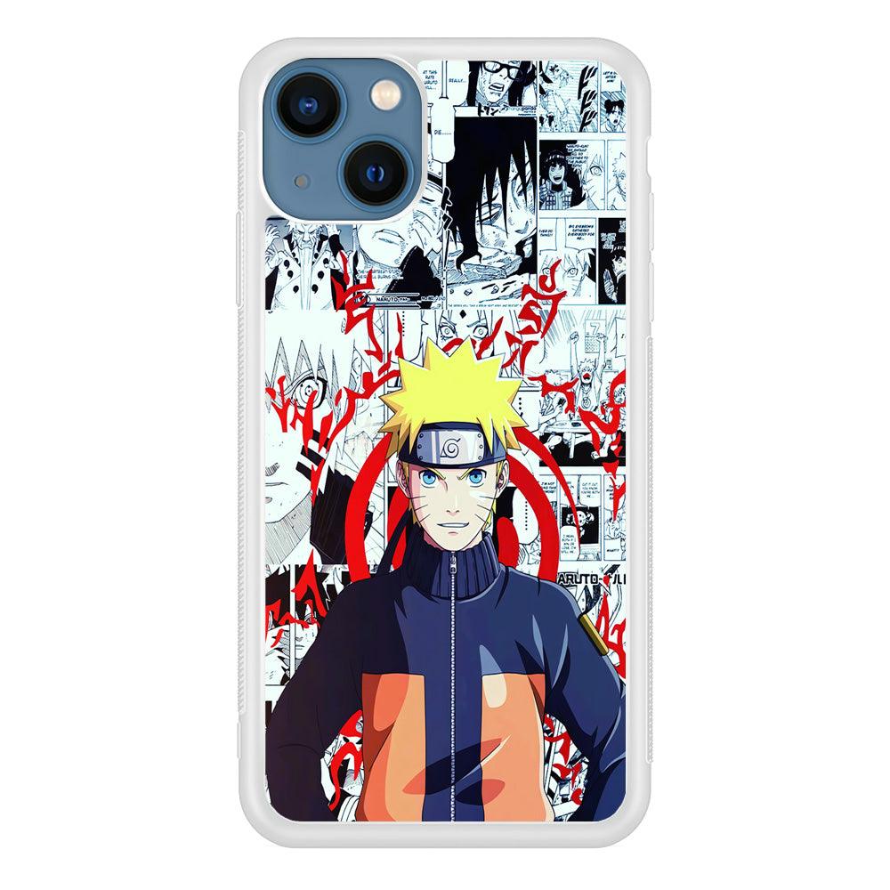Naruto Comic Background iPhone 13 Case-Rubber / White (2D Case)-Xtracase