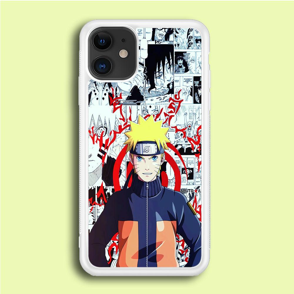 Naruto Comic Background iPhone 12 Case-Rubber / White (2D Case)-Xtracase