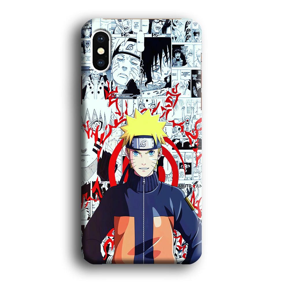 Naruto Comic Background iPhone Xs Case-Plastic / Full Wrap (3D Case)-Xtracase