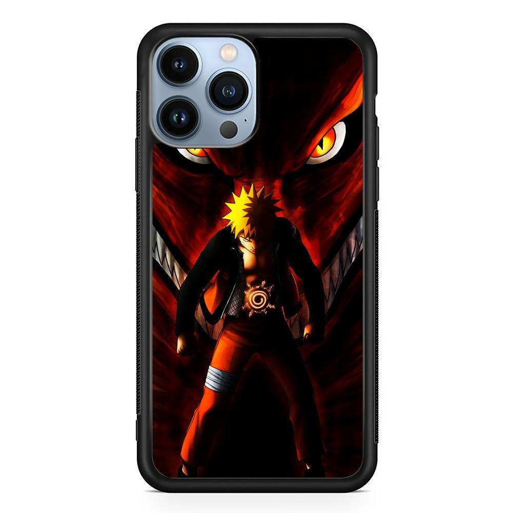 Naruto Kyuubi Mode iPhone 13 Pro Case-Rubber / Black (2D Case)-Xtracase