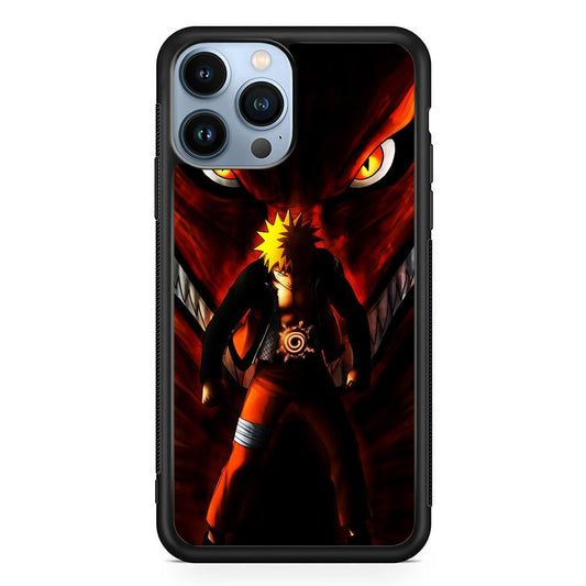 Naruto Kyuubi Mode iPhone 13 Pro Case-Rubber / Black (2D Case)-Xtracase
