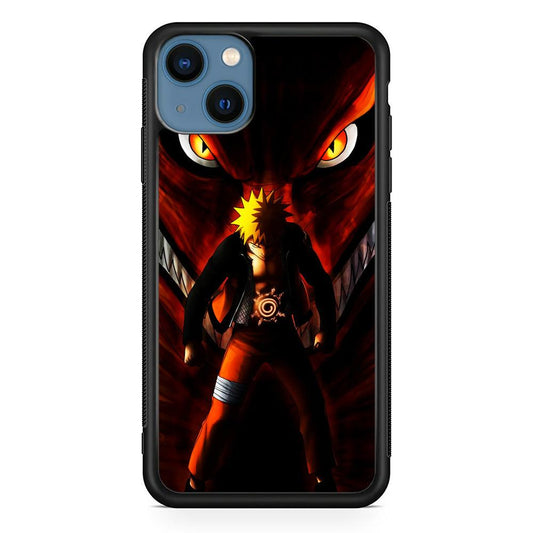 Naruto Kyuubi Mode iPhone 13 Mini Case-Rubber / Black (2D Case)-Xtracase