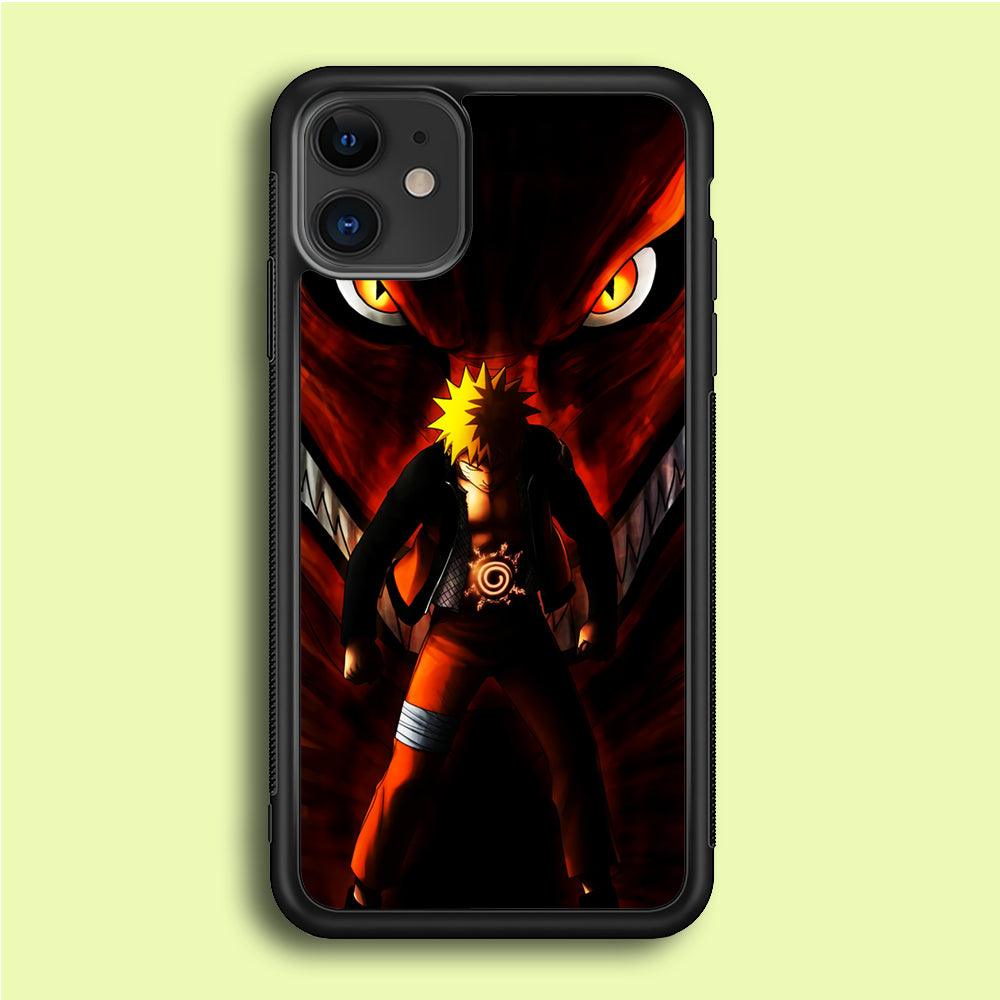 Naruto Kyuubi Mode iPhone 12 Case-Rubber / Black (2D Case)-Xtracase