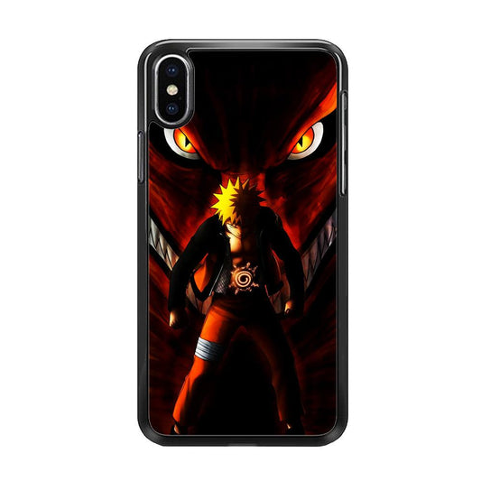 Naruto Kyuubi Mode iPhone Xs Case-Rubber / Black (2D Case)-Xtracase