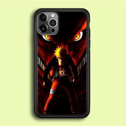 Naruto Kyuubi Mode iPhone 12 Pro Max Case-Rubber / Black (2D Case)-Xtracase