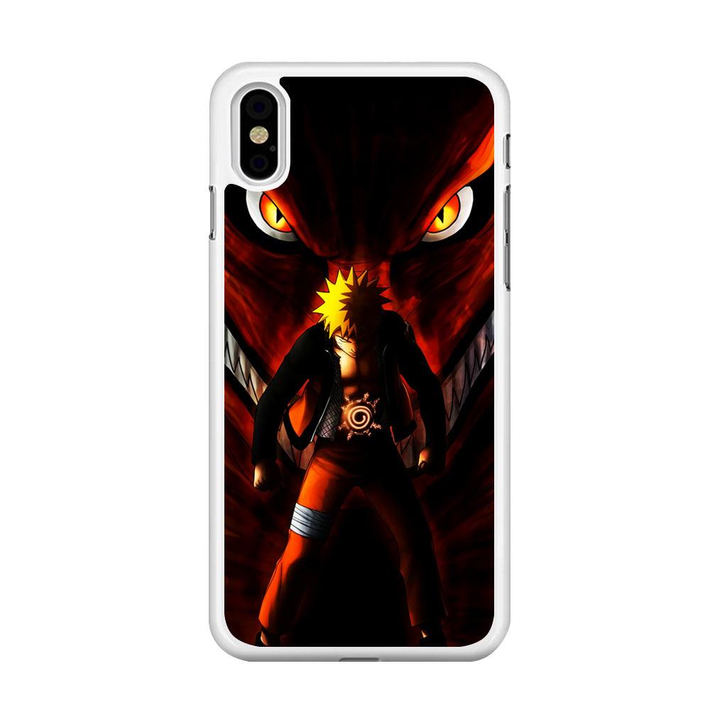 Naruto Kyuubi Mode iPhone Xs Max Case-Rubber / White (2D Case)-Xtracase