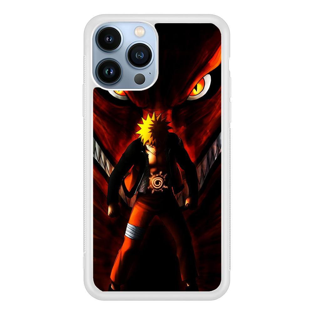Naruto Kyuubi Mode iPhone 13 Pro Case-Rubber / White (2D Case)-Xtracase