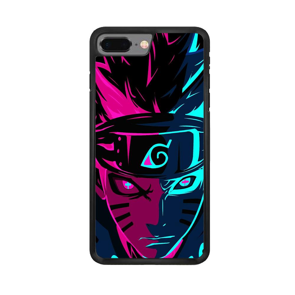 Naruto Purple Blue Art iPhone 8 Plus Case-Rubber / Black (2D Case)-Xtracase