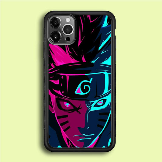 Naruto Purple Blue Art iPhone 12 Pro Case-Rubber / Black (2D Case)-Xtracase