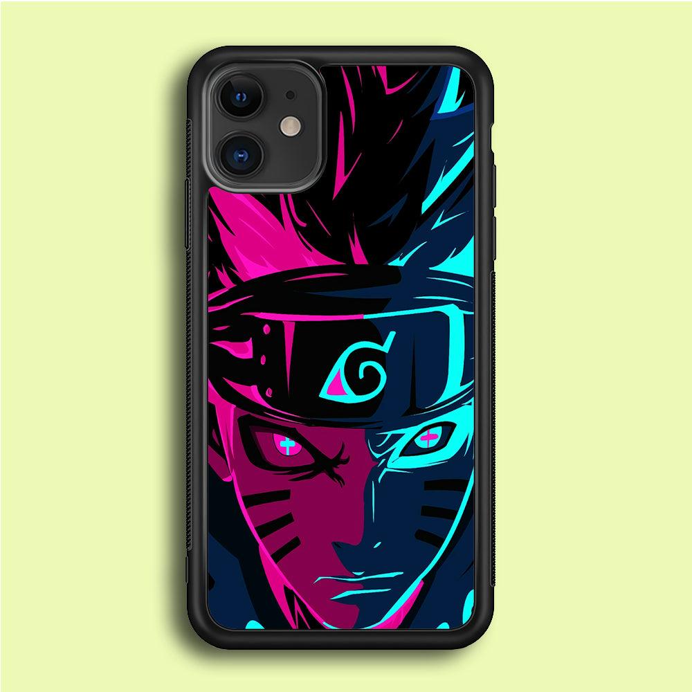 Naruto Purple Blue Art iPhone 12 Case-Rubber / Black (2D Case)-Xtracase