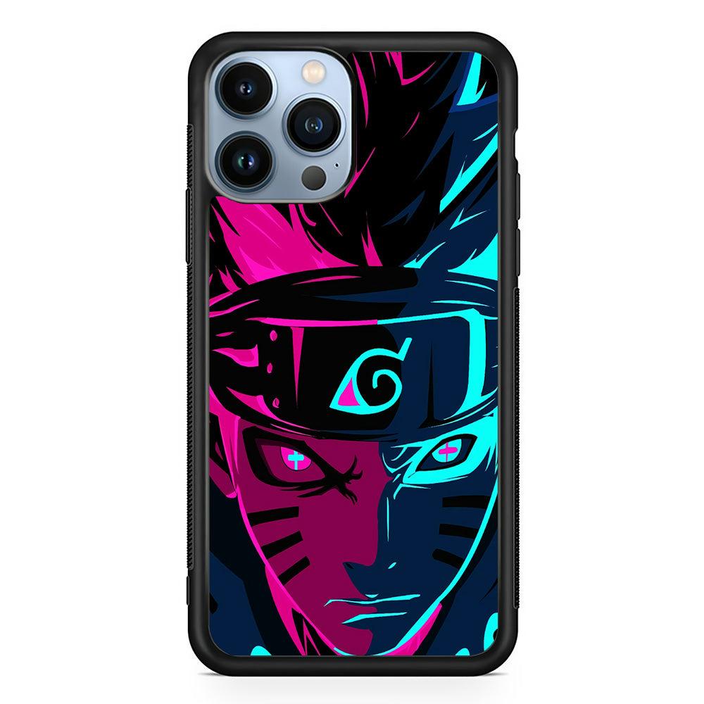 Naruto Purple Blue Art iPhone 13 Pro Max Case-Rubber / Black (2D Case)-Xtracase