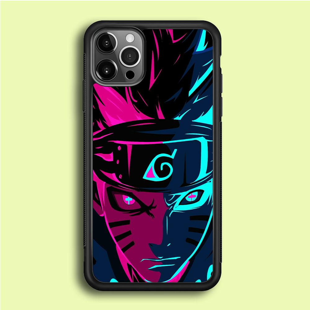 Naruto Purple Blue Art iPhone 12 Pro Max Case-Rubber / Black (2D Case)-Xtracase