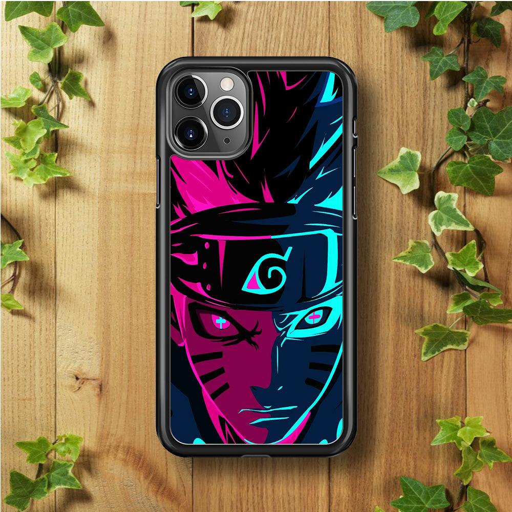 Naruto Purple Blue Art iPhone 11 Pro Max Case-Rubber / Black (2D Case)-Xtracase