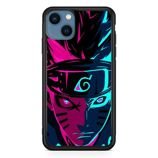 Naruto Purple Blue Art iPhone 13 Mini Case-Rubber / Black (2D Case)-Xtracase