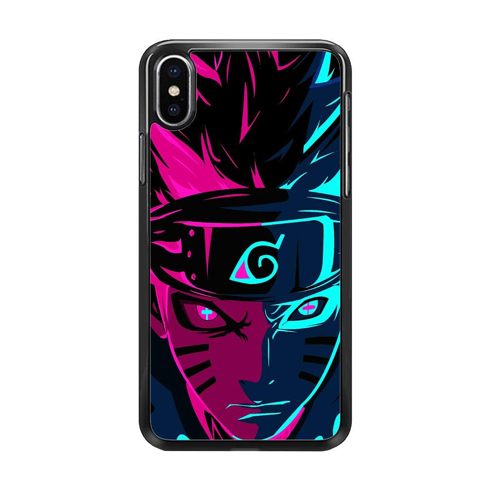 Naruto Purple Blue Art iPhone X Case-Rubber / Black (2D Case)-Xtracase
