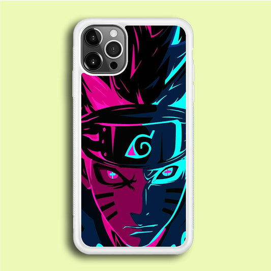 Naruto Purple Blue Art iPhone 12 Pro Max Case-Rubber / White (2D Case)-Xtracase