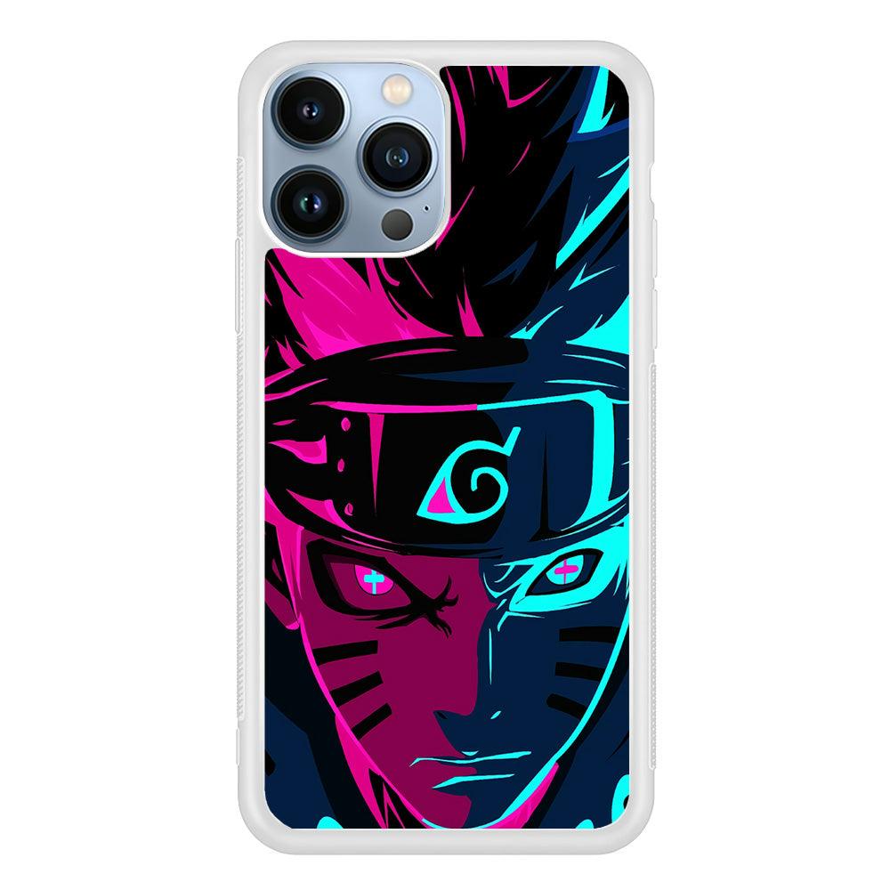 Naruto Purple Blue Art iPhone 13 Pro Max Case-Rubber / White (2D Case)-Xtracase