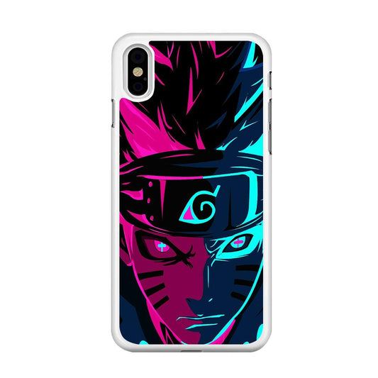 Naruto Purple Blue Art iPhone Xs Case-Rubber / White (2D Case)-Xtracase