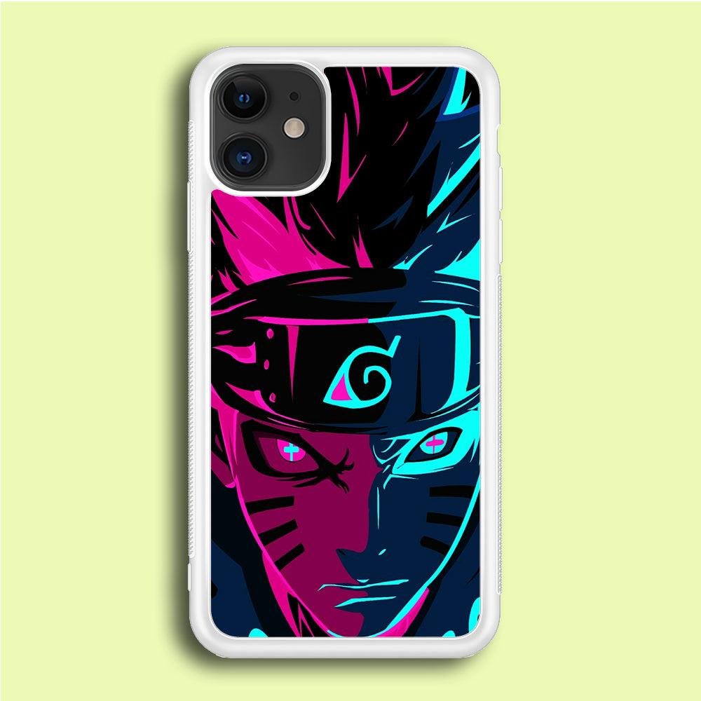 Naruto Purple Blue Art iPhone 12 Mini Case-Rubber / White (2D Case)-Xtracase