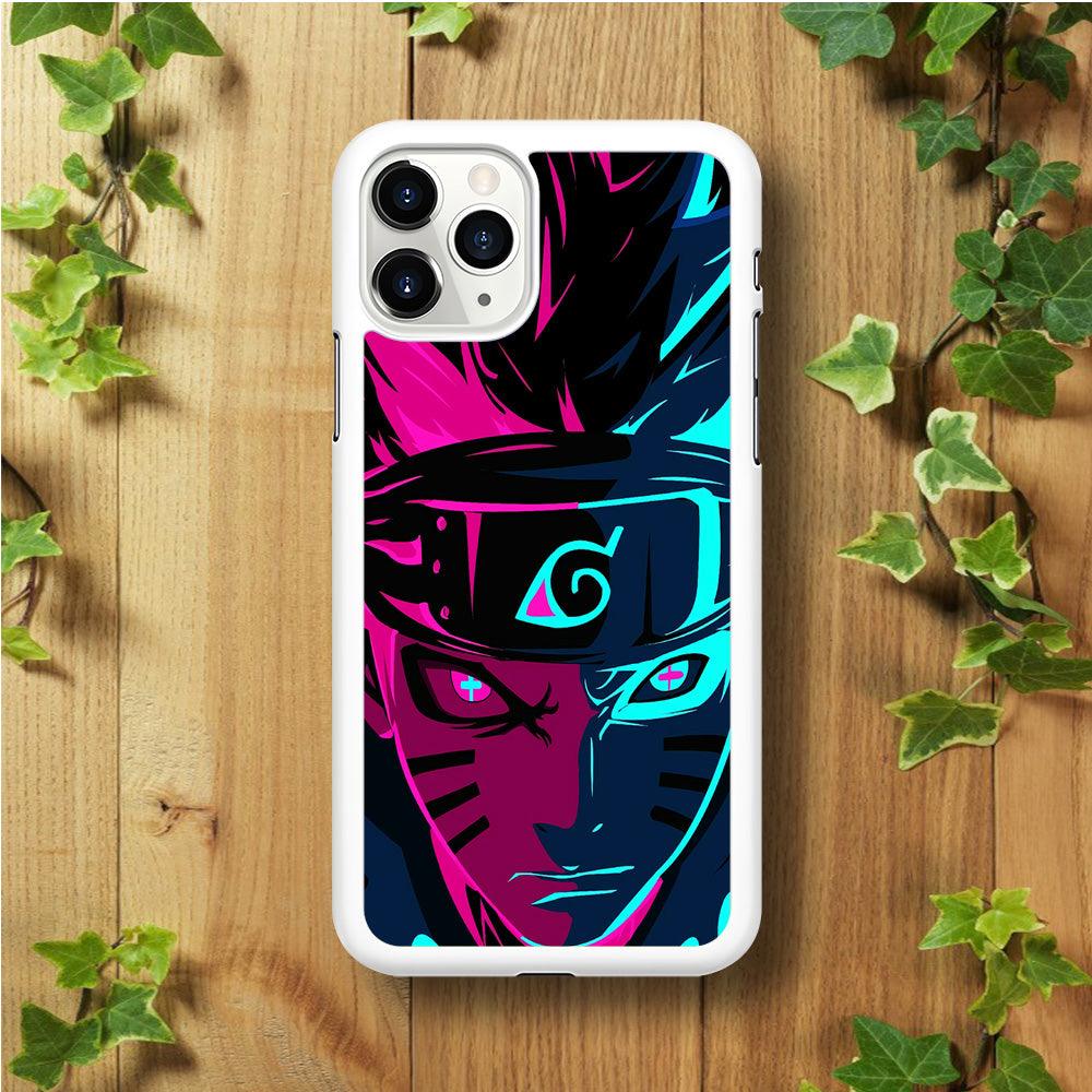 Naruto Purple Blue Art iPhone 11 Pro Max Case-Rubber / White (2D Case)-Xtracase