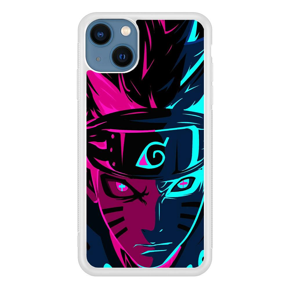 Naruto Purple Blue Art iPhone 13 Mini Case-Rubber / White (2D Case)-Xtracase