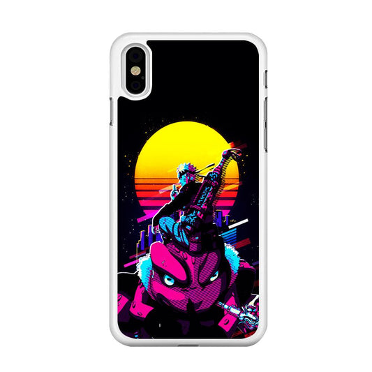 Naruto Sitting on Gamabunta iPhone Xs Case-Rubber / White (2D Case)-Xtracase