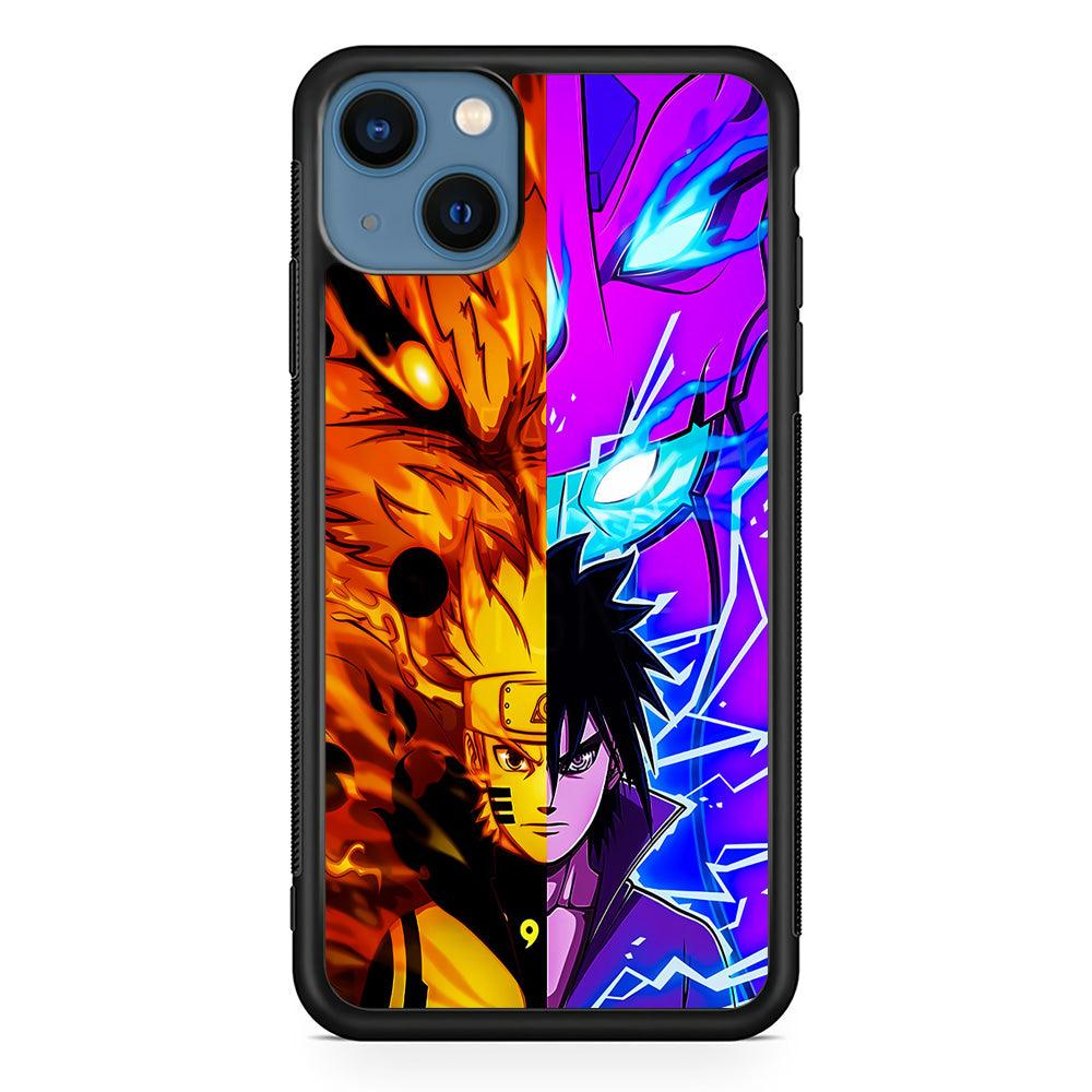 Naruto VS Sasuke iPhone 13 Case-Rubber / Black (2D Case)-Xtracase