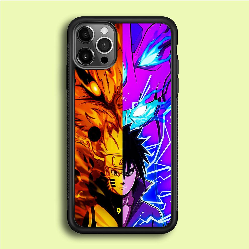 Naruto VS Sasuke iPhone 12 Pro Max Case-Rubber / Black (2D Case)-Xtracase