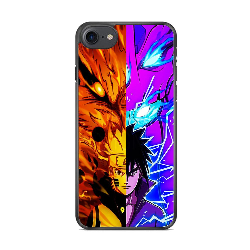 Naruto VS Sasuke iPhone 8 Case-Rubber / Black (2D Case)-Xtracase