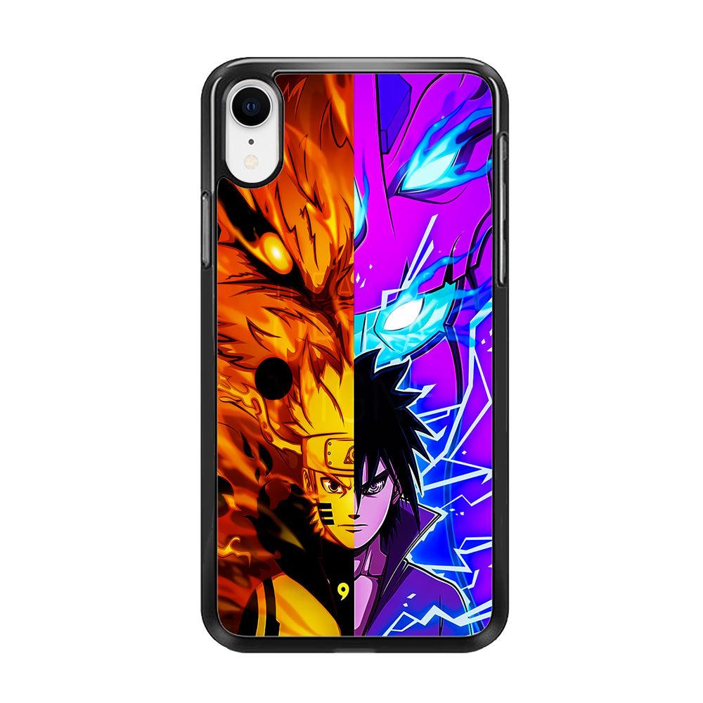 Naruto VS Sasuke iPhone XR Case-Rubber / Black (2D Case)-Xtracase