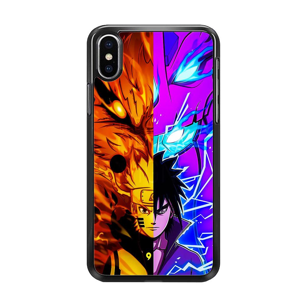 Naruto VS Sasuke iPhone Xs Case-Rubber / Black (2D Case)-Xtracase