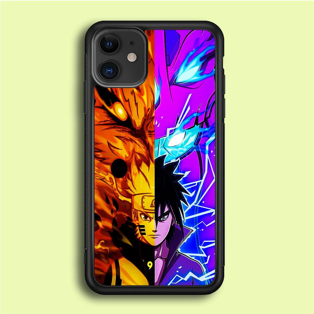 Naruto VS Sasuke iPhone 12 Mini Case-Rubber / Black (2D Case)-Xtracase