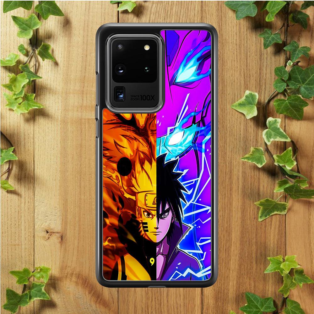 Naruto VS Sasuke Samsung Galaxy S20 Ultra Case-Rubber / White (2D Case)-Xtracase