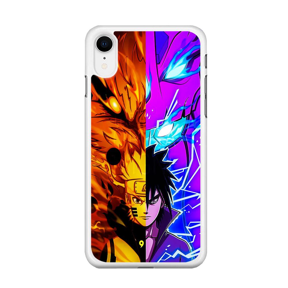 Naruto VS Sasuke iPhone XR Case-Rubber / White (2D Case)-Xtracase
