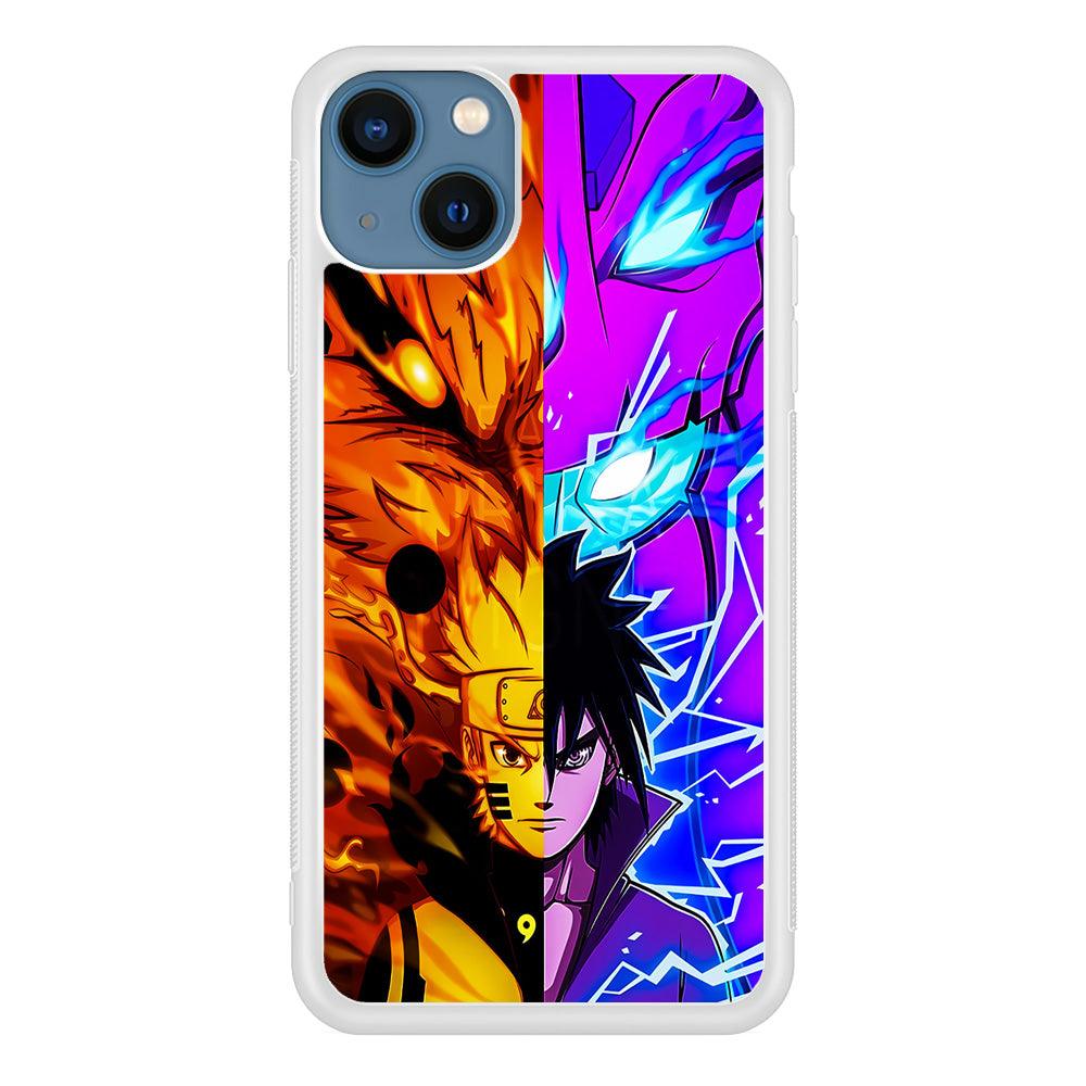 Naruto VS Sasuke iPhone 13 Case-Rubber / White (2D Case)-Xtracase