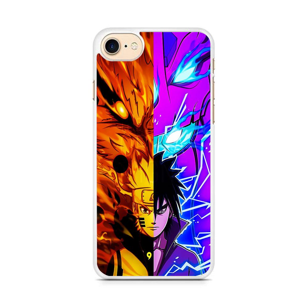 Naruto VS Sasuke iPhone 8 Case-Rubber / White (2D Case)-Xtracase