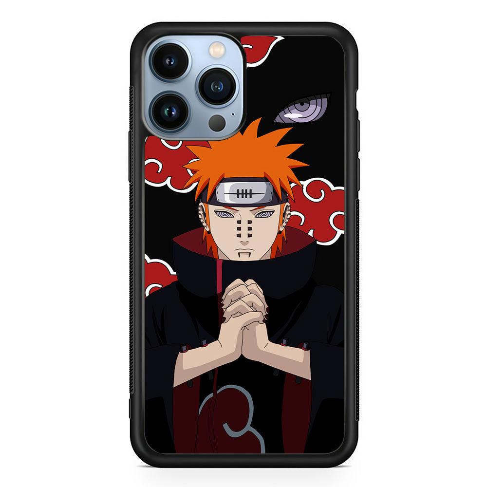 Naruto Yahiko Pain Akatsuki iPhone 13 Pro Max Case-Rubber / Black (2D Case)-Xtracase