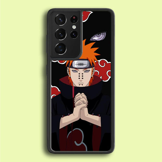 Naruto Yahiko Pain Akatsuki Samsung Galaxy S21 Ultra Case-Rubber / Black (2D Case)-Xtracase