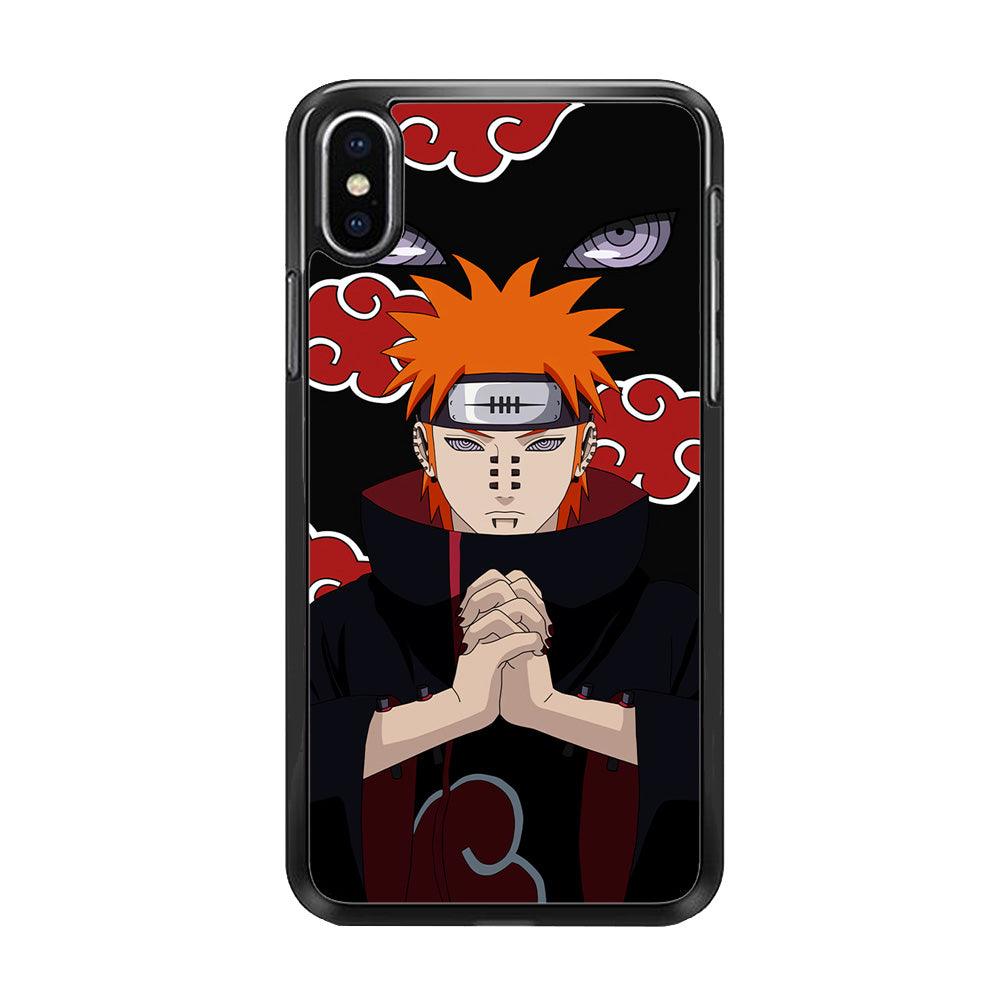 Naruto Yahiko Pain Akatsuki iPhone Xs Case-Rubber / Black (2D Case)-Xtracase