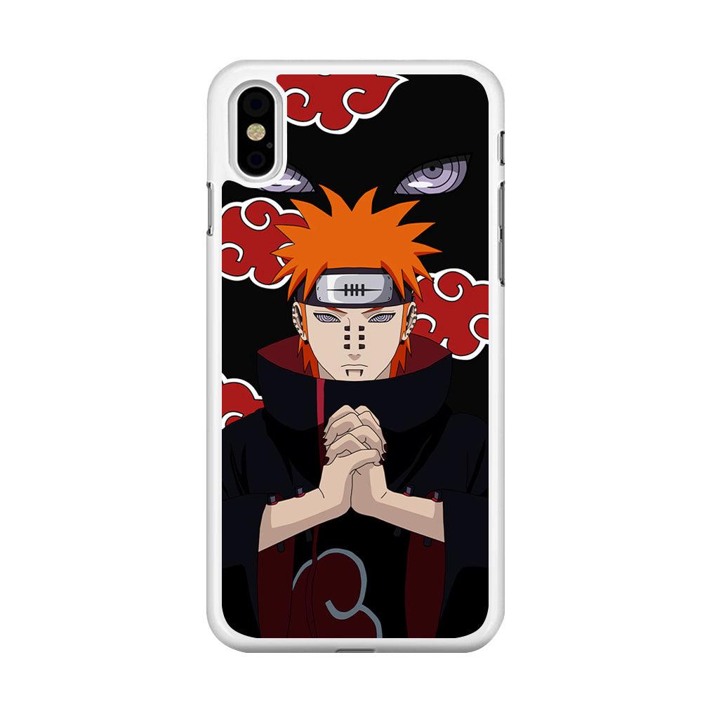 Naruto Yahiko Pain Akatsuki iPhone Xs Max Case-Rubber / White (2D Case)-Xtracase