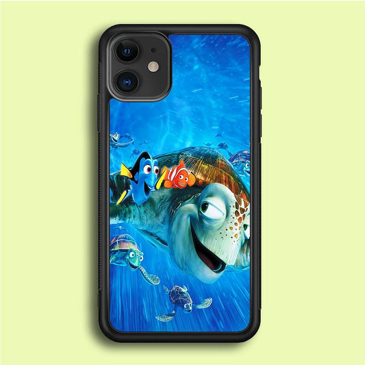 Nemo Dorry and Turtles iPhone 12 Mini Case-Rubber / Black (2D Case)-Xtracase
