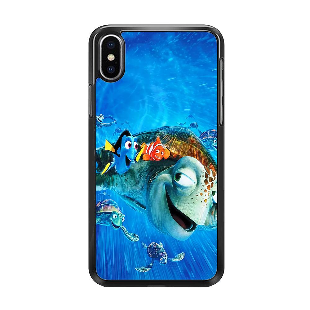 Nemo Dorry and Turtles iPhone Xs Case-Rubber / Black (2D Case)-Xtracase