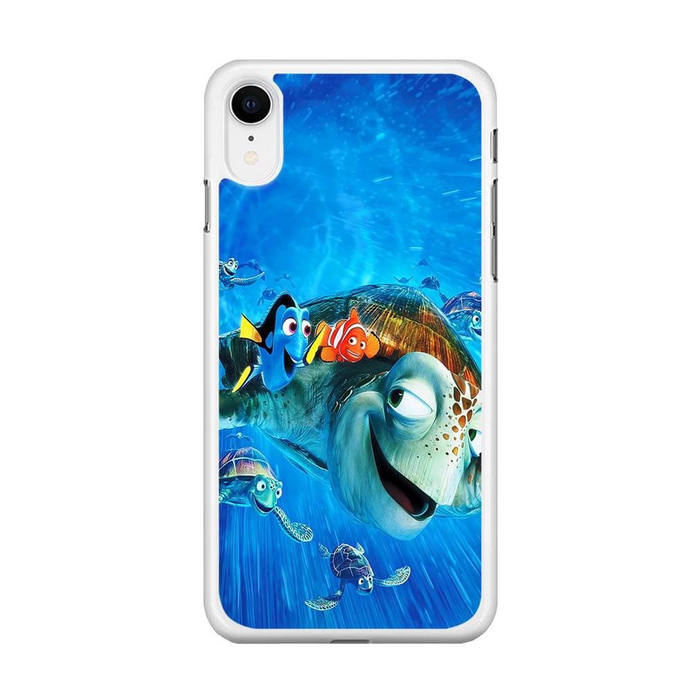 Nemo Dorry and Turtles iPhone XR Case-Rubber / White (2D Case)-Xtracase