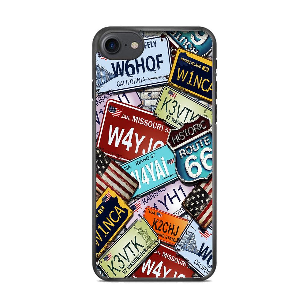 Number Plates Vintage US iPhone 8 Case-Rubber / Black (2D Case)-Xtracase