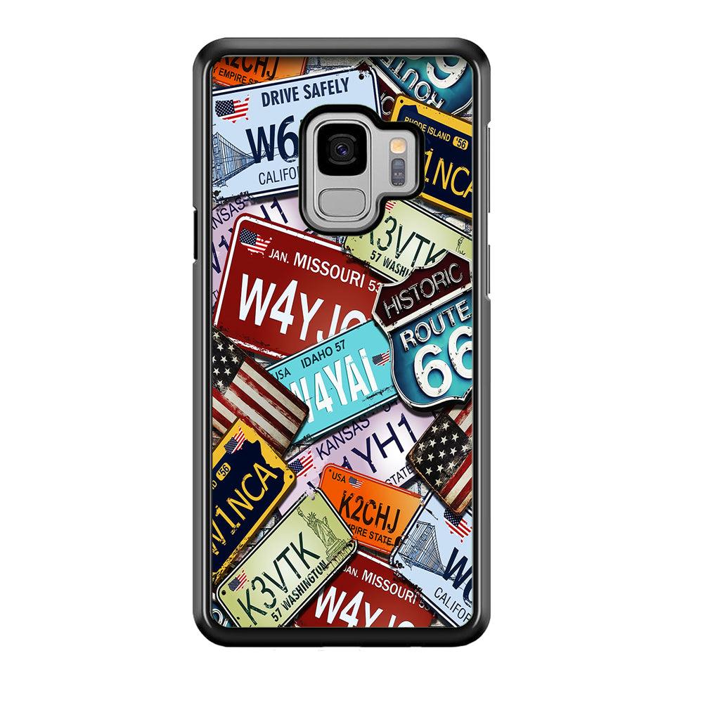 Number Plates Vintage US Samsung Galaxy S9 Case-Rubber / White (2D Case)-Xtracase