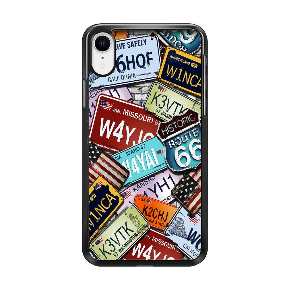 Number Plates Vintage US iPhone XR Case-Rubber / Black (2D Case)-Xtracase