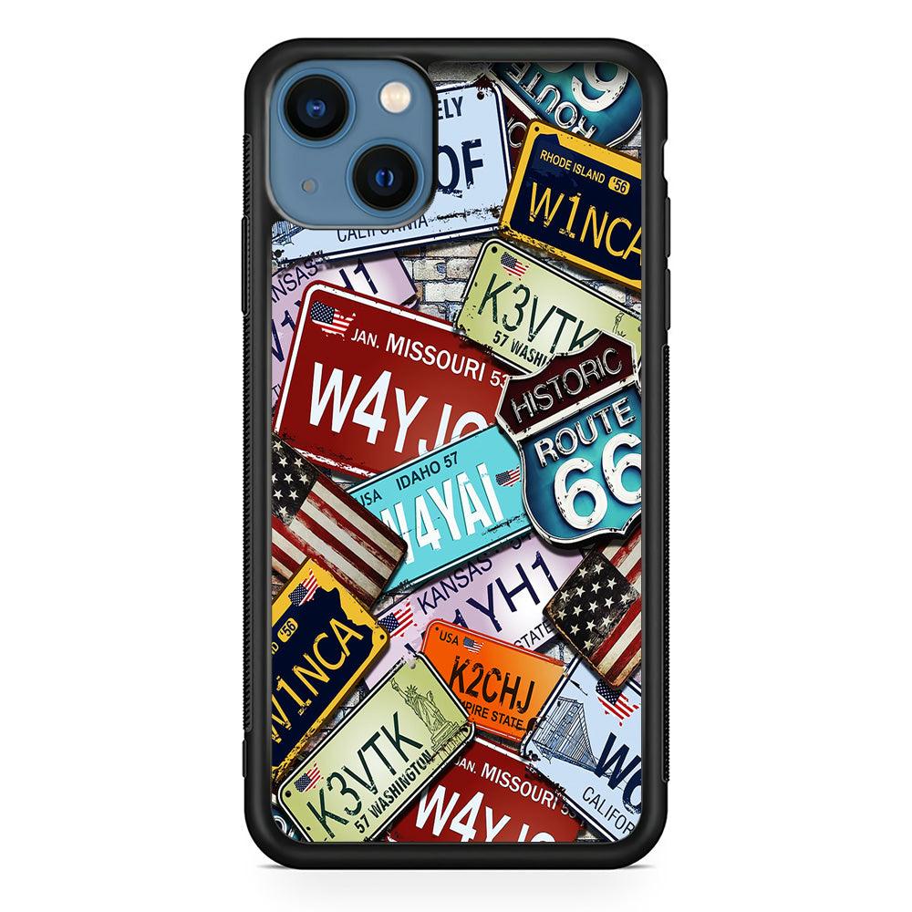 Number Plates Vintage iPhone 13 Case-Rubber / Black (2D Case)-Xtracase