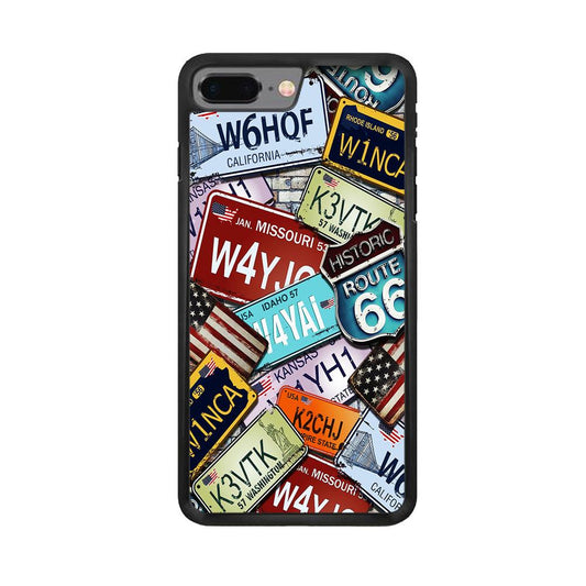 Number Plates Vintage US iPhone 8 Plus Case-Rubber / Black (2D Case)-Xtracase