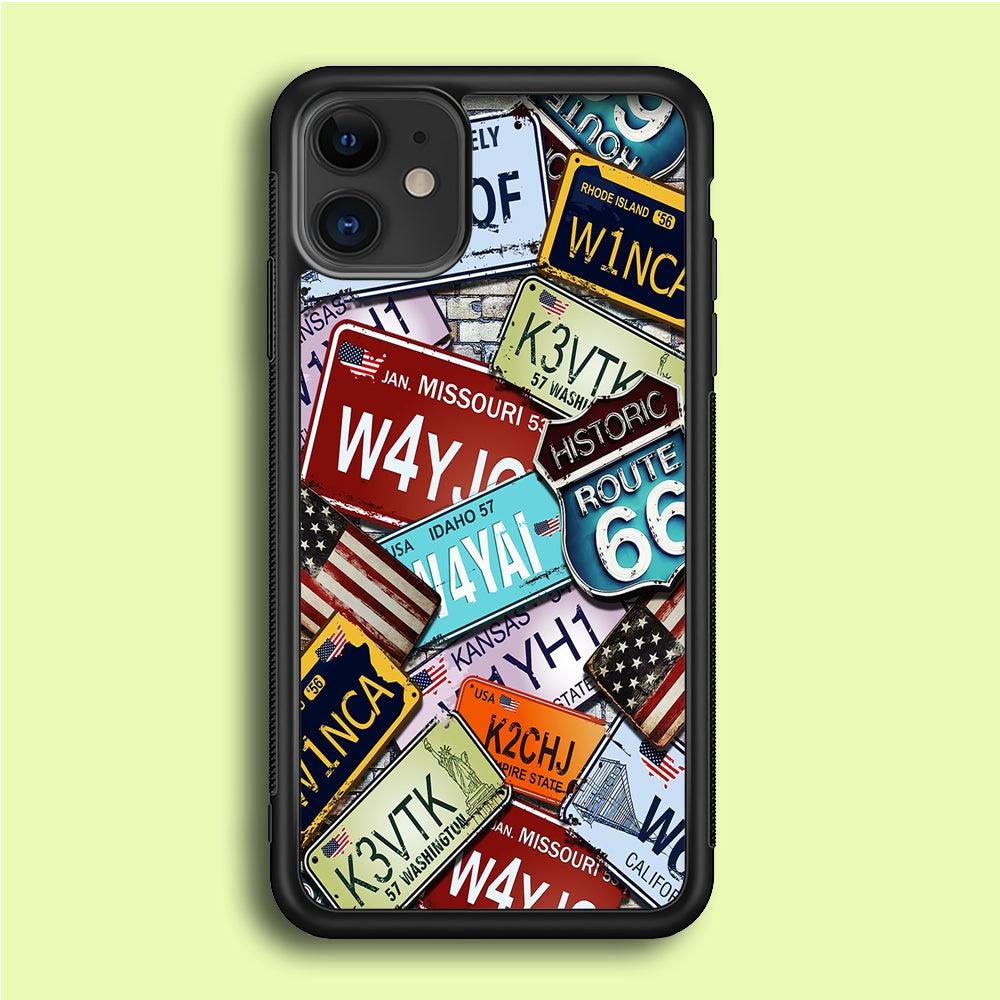 Number Plates Vintage US iPhone 12 Case-Rubber / Black (2D Case)-Xtracase